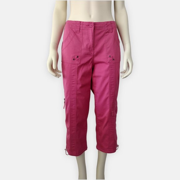 Style & Co Pink Cotton Multi Pocket Cargo Capri Pants Size 8 - Picture 1 of 16
